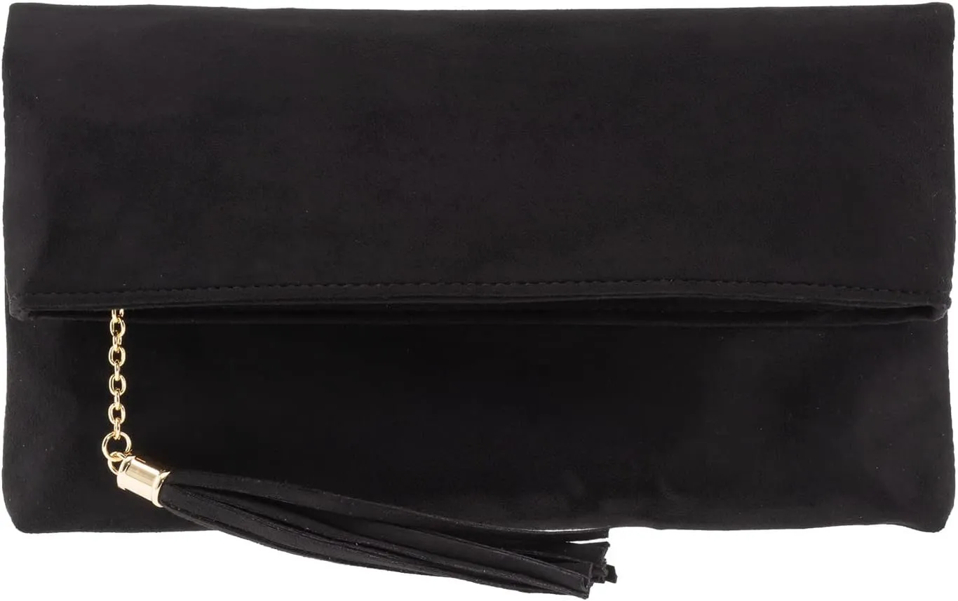 JNB Faux Micro Suede Fold Over Clutch