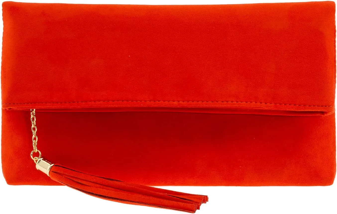 JNB Faux Micro Suede Fold Over Clutch
