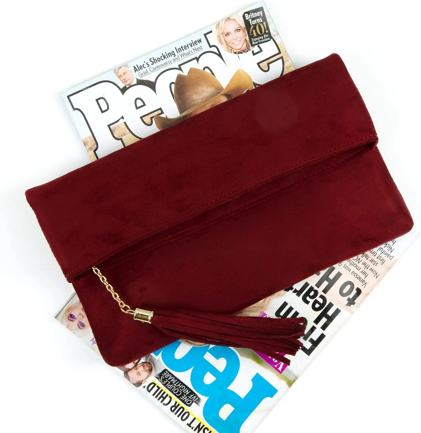 JNB Faux Micro Suede Fold Over Clutch