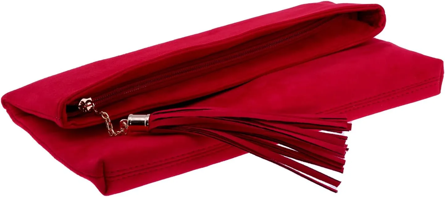 JNB Faux Micro Suede Fold Over Clutch