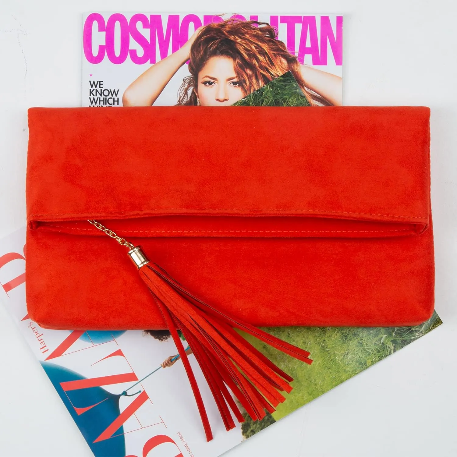 JNB Faux Micro Suede Fold Over Clutch
