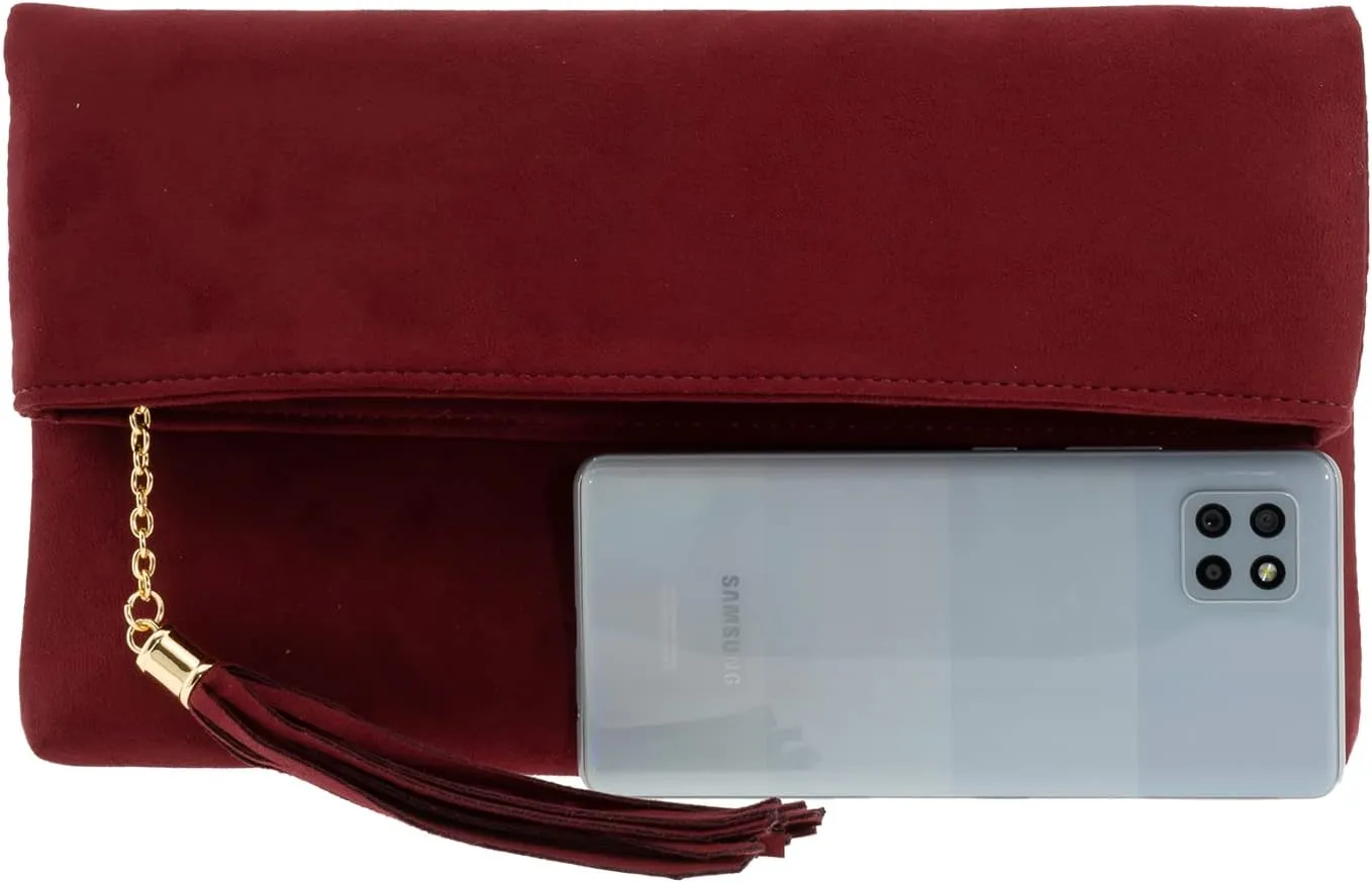 JNB Faux Micro Suede Fold Over Clutch