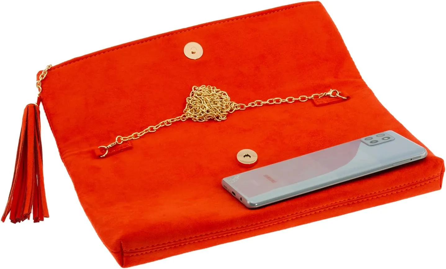 JNB Faux Micro Suede Fold Over Clutch
