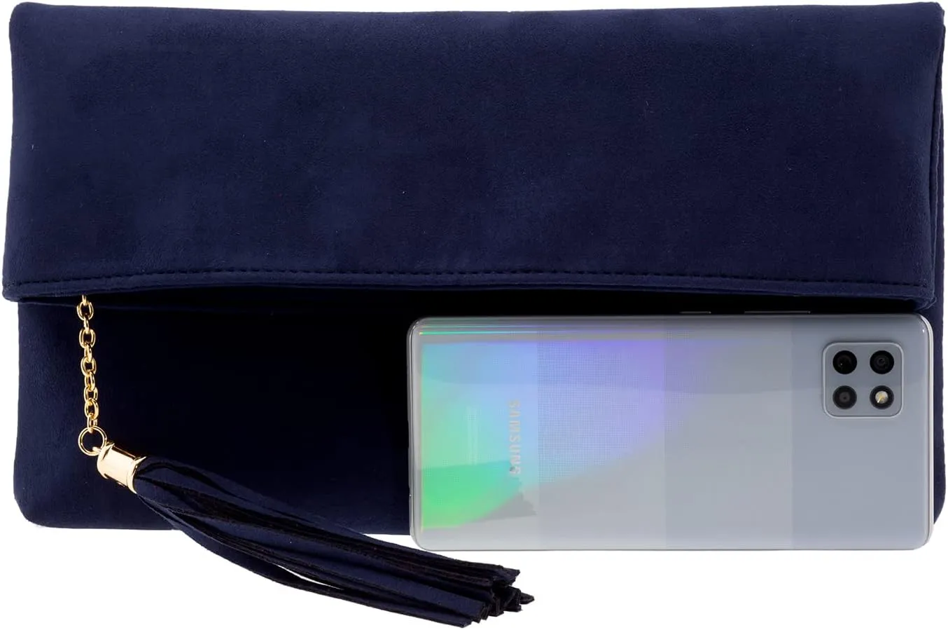 JNB Faux Micro Suede Fold Over Clutch