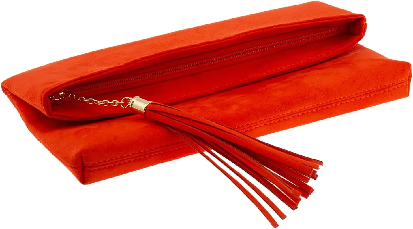 JNB Faux Micro Suede Fold Over Clutch