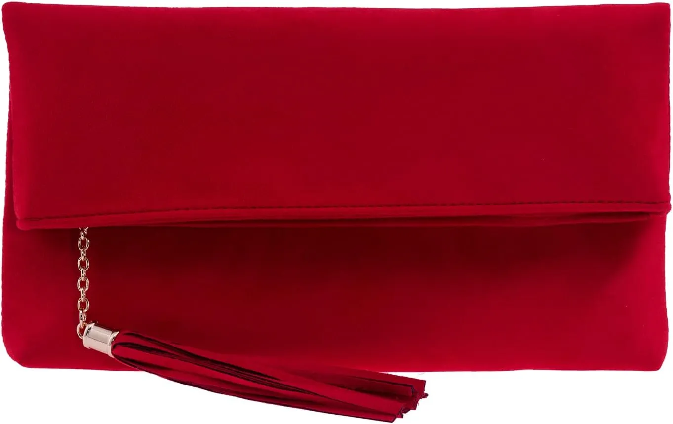 JNB Faux Micro Suede Fold Over Clutch