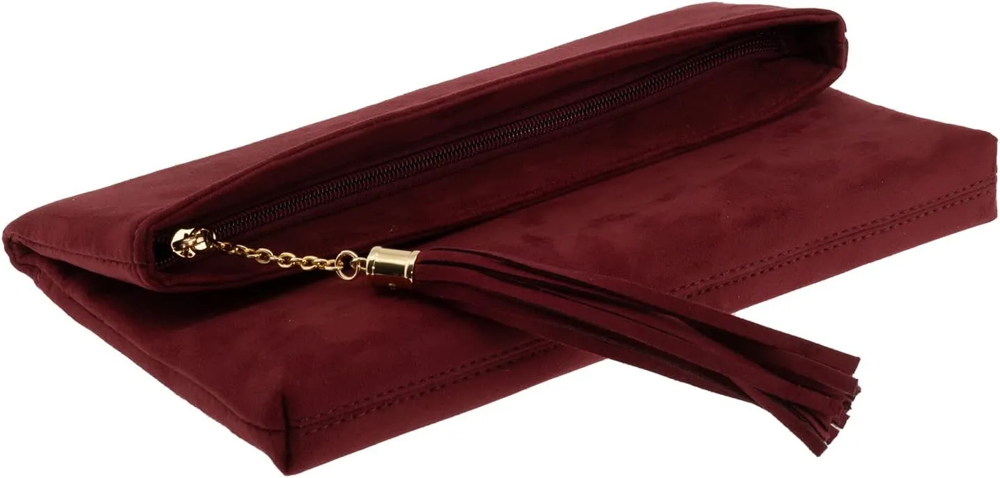 JNB Faux Micro Suede Fold Over Clutch