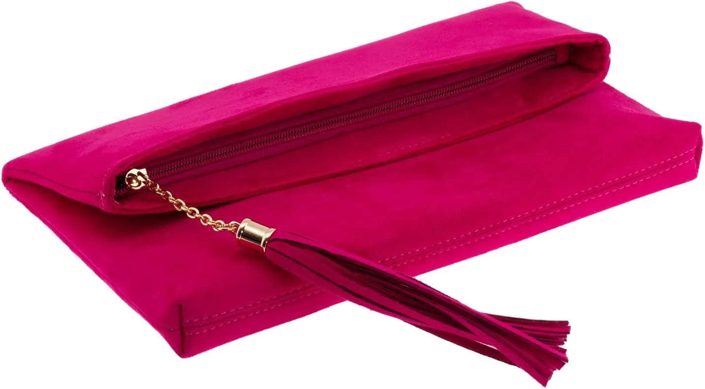 JNB Faux Micro Suede Fold Over Clutch