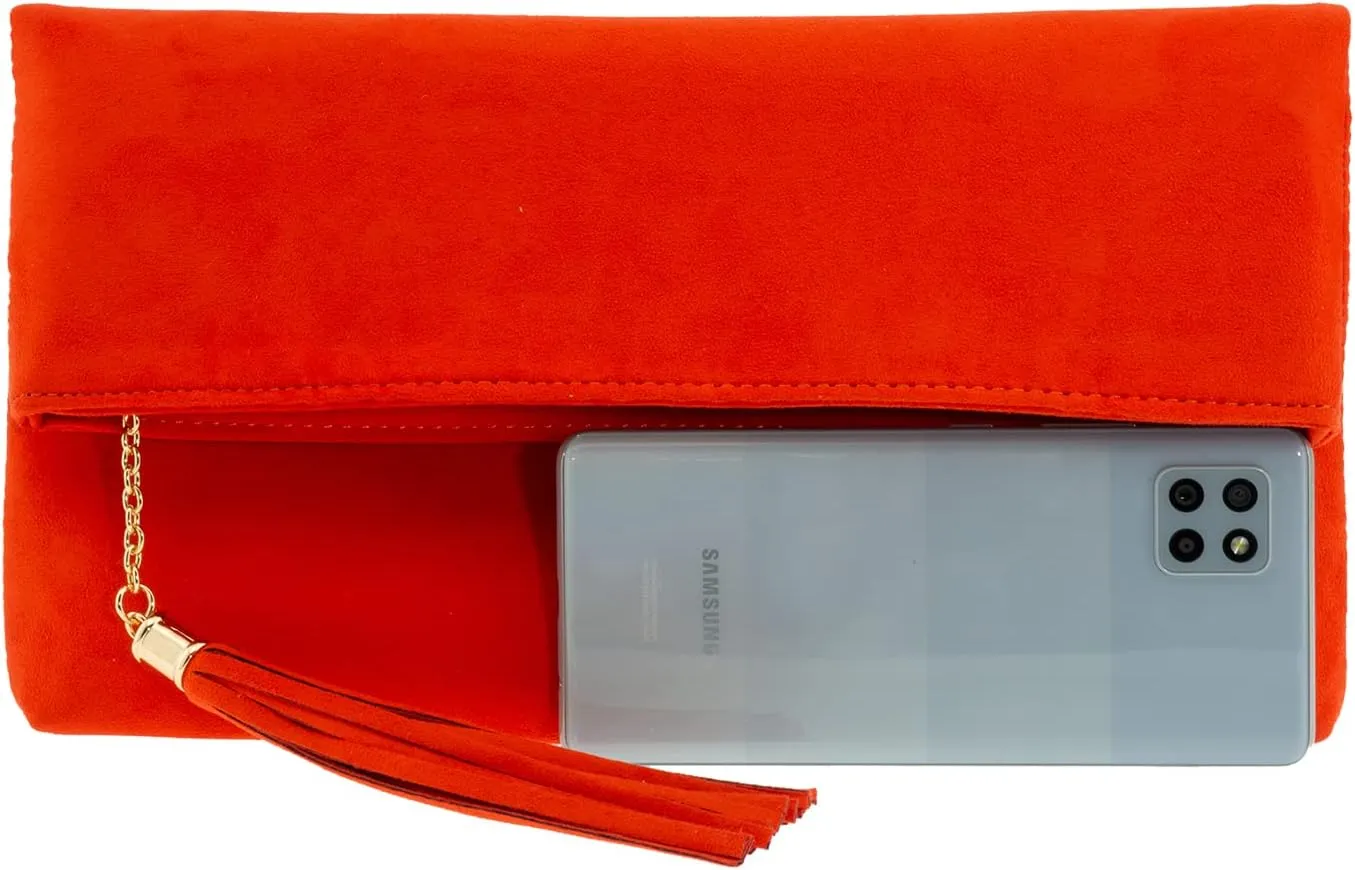 JNB Faux Micro Suede Fold Over Clutch