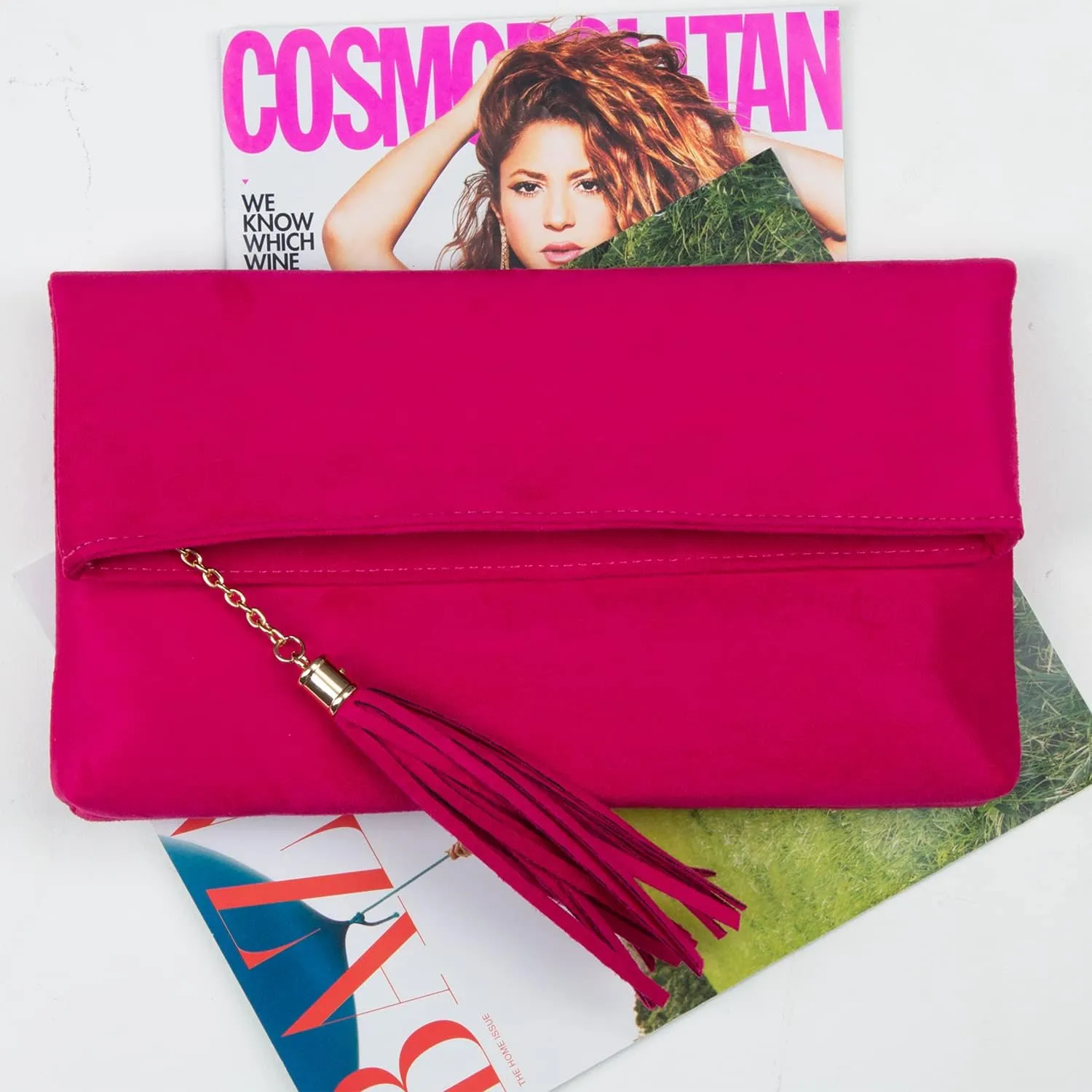 JNB Faux Micro Suede Fold Over Clutch