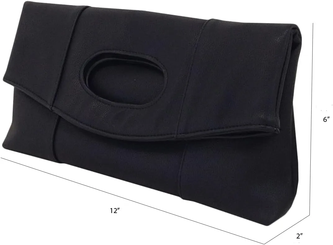 JNB Synthetic Leather Fold Over Clutch