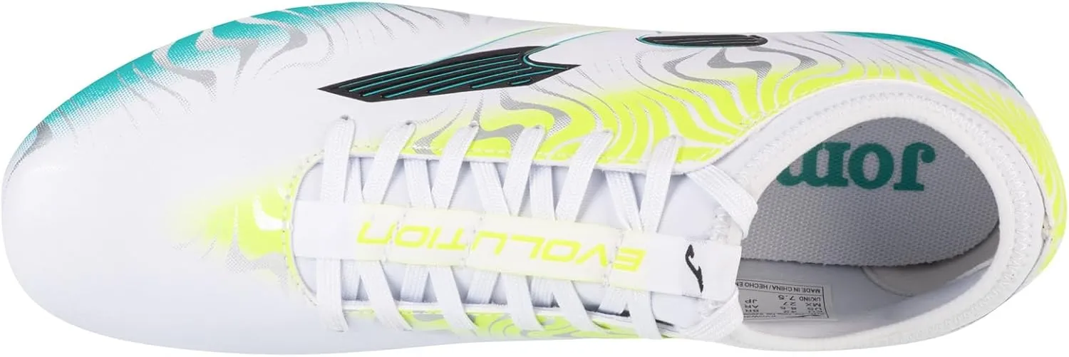 Joma Soccer Boots Firm Ground, 6.5-11 - Professional Cleats - Microfiber Upper, Chrome Sole, Heel Reinforcement, and Sock-Like Fit - Evolution Cup FG