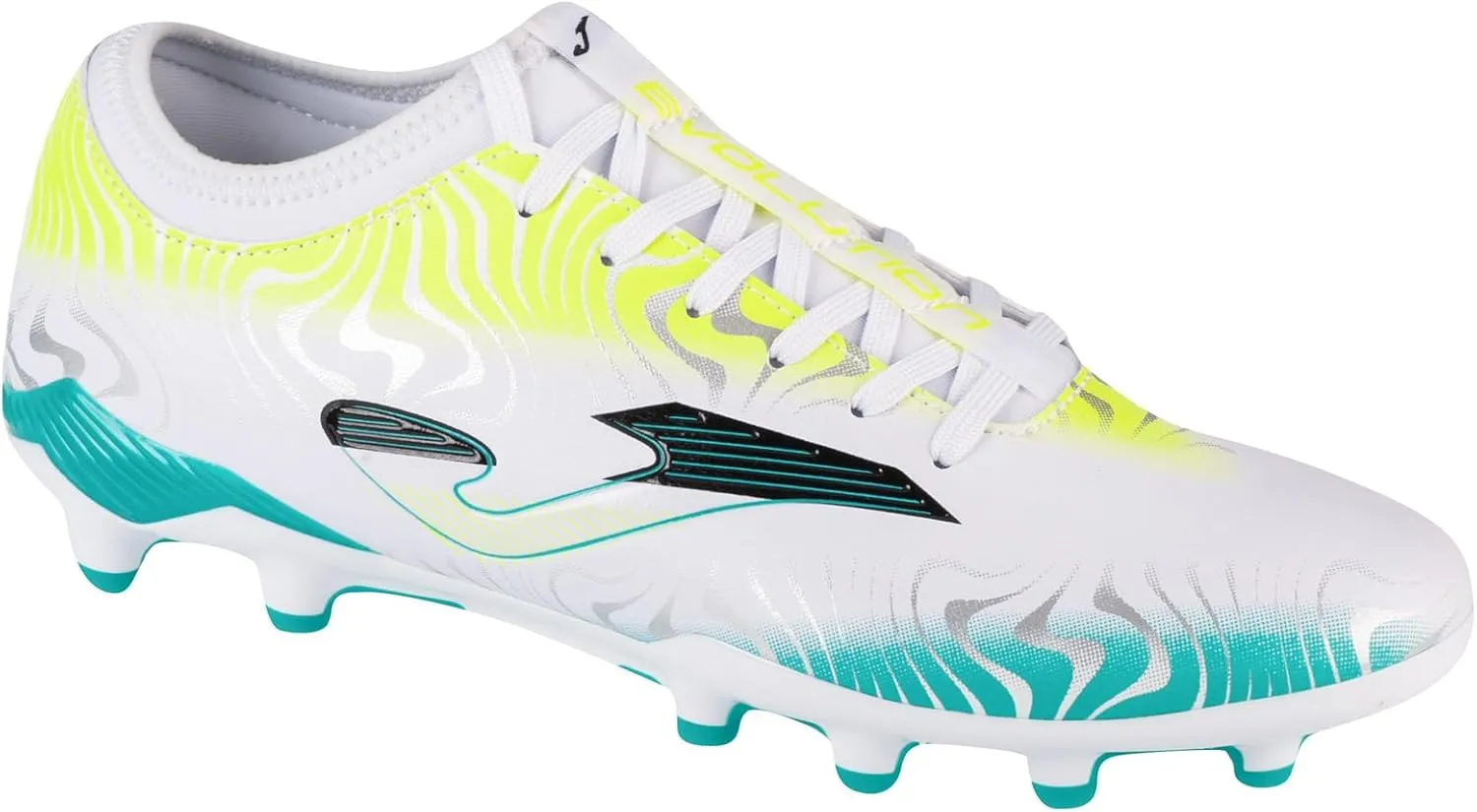 Joma Soccer Boots Firm Ground, 6.5-11 - Professional Cleats - Microfiber Upper, Chrome Sole, Heel Reinforcement, and Sock-Like Fit - Evolution Cup FG