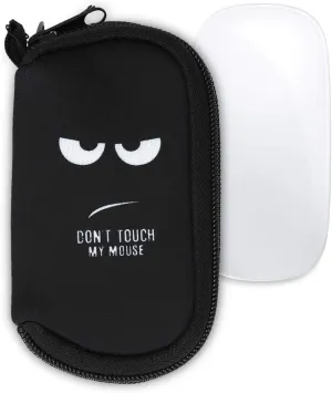 kwmobile Neoprene Case Compatible with Apple Magic Mouse 1/2 - Case Bag - Don't Touch My Mouse White/Black