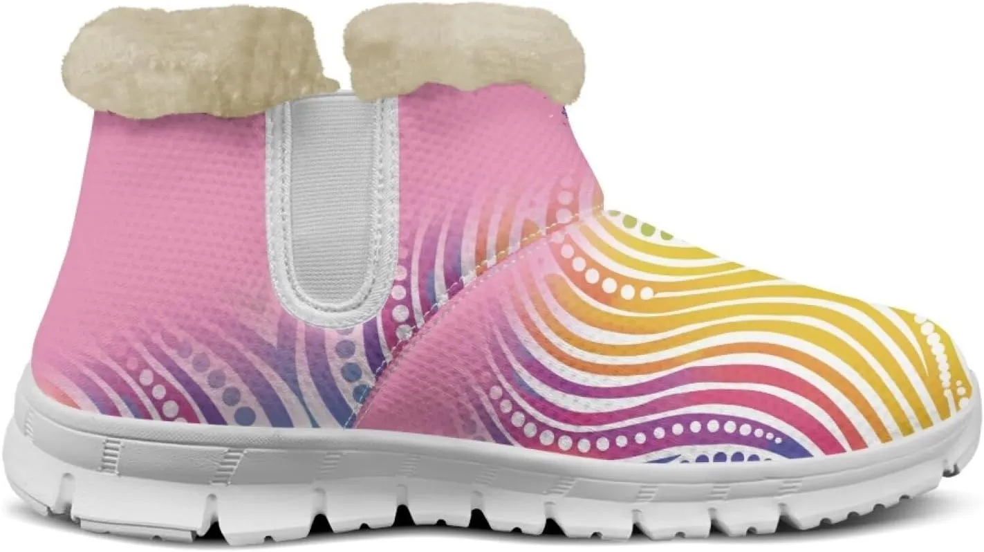 Ladies Snow Boots White Sole Mini Boots Warm Fur Lining Outdoor Shoes Comfortable Ankle Booties Winter Boots