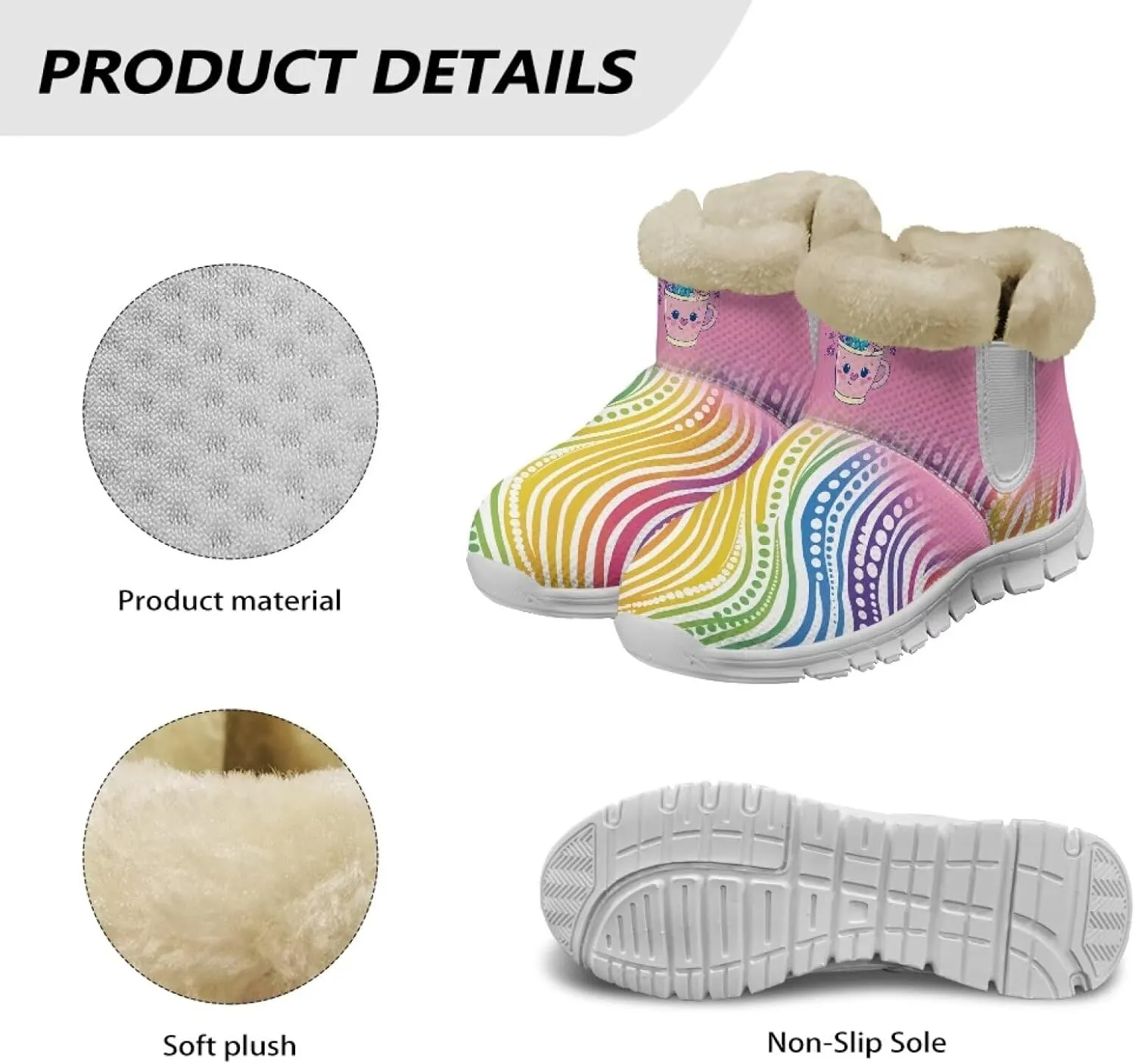 Ladies Snow Boots White Sole Mini Boots Warm Fur Lining Outdoor Shoes Comfortable Ankle Booties Winter Boots