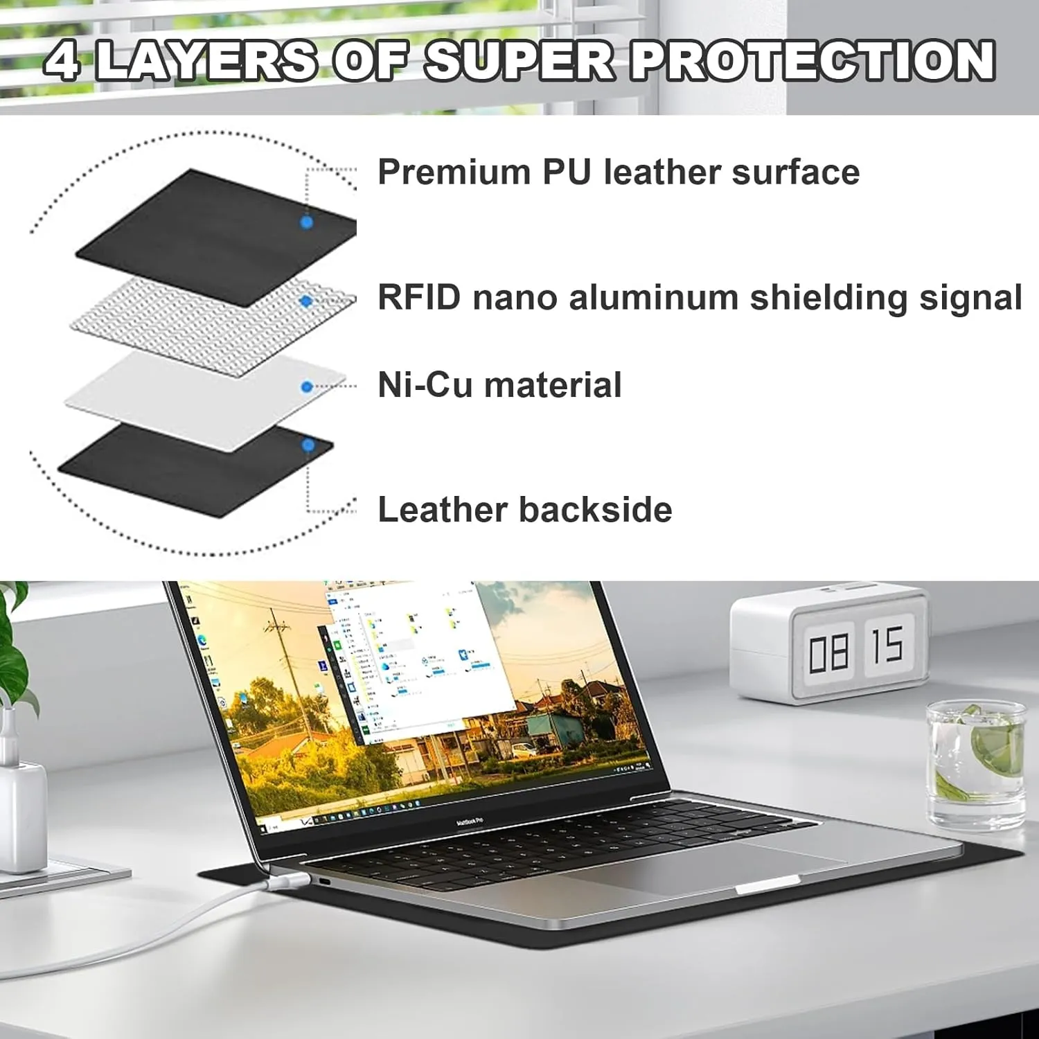 Laptop Protective Pad, Electromagnetic Radiation Laptop Protective Pad, Suitable for Laptops, Tablets, and Mobile Phones, Easy to Carry (7.8x11.8inch Grey)