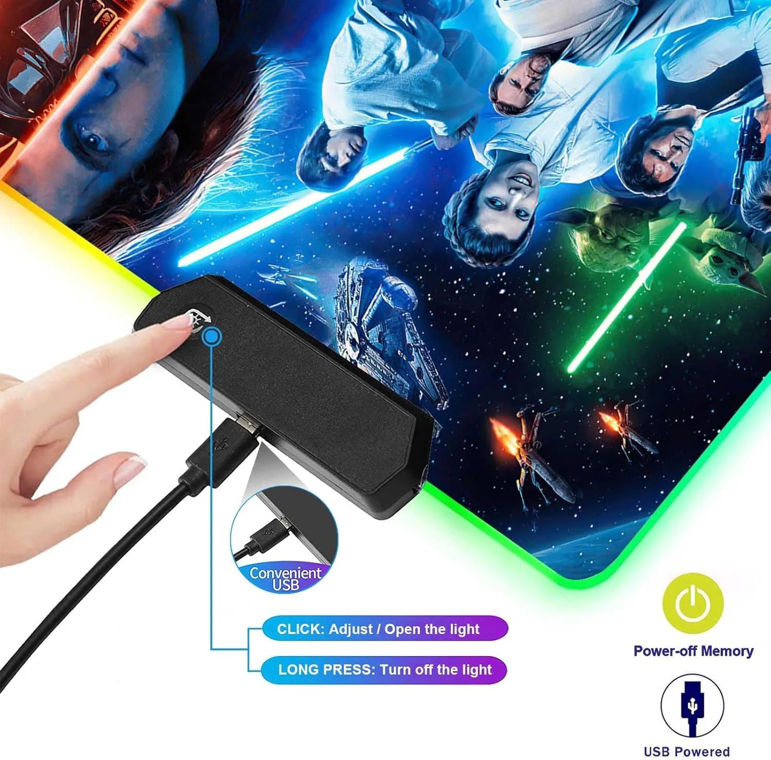 Large Gaming RGB Mouse Pad XXL,Large Wide Gaming Mousepad,Desk Accessories,Office Supplies,Office Decor,Non-Slip Rubber Base and Stitched Edges Desk Pad for Computer Game Office Work,31.5"x15.7"