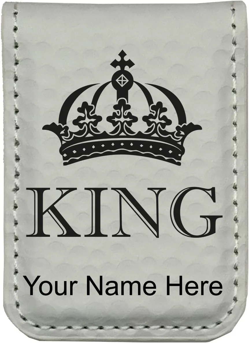 LaserGram Slim Magnetic Money Clip, King Crown, Personalized Engraving Included (Golf White)