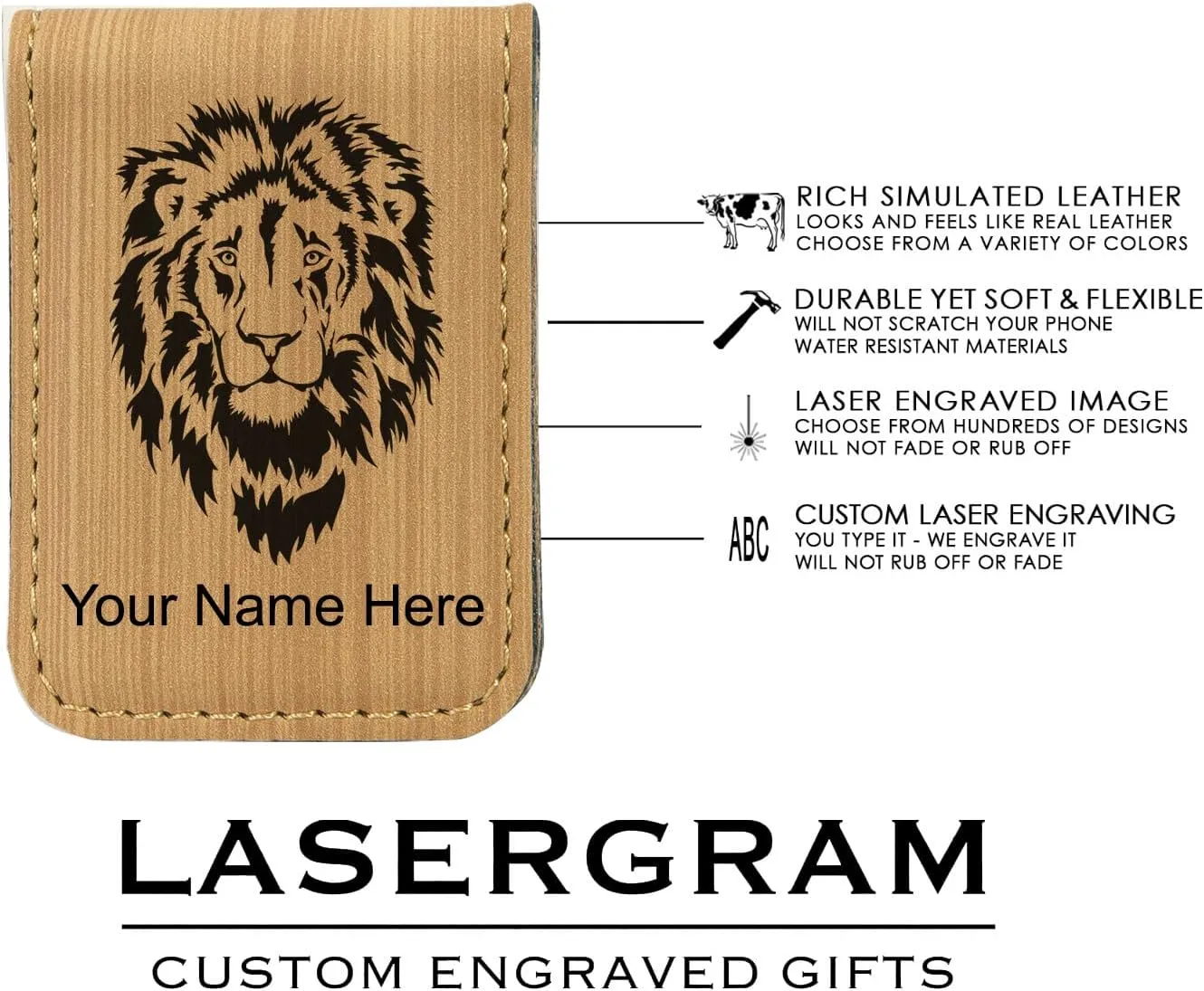 LaserGram Slim Magnetic Money Clip, Princess Crown, Personalized Engraving Included (Bamboo)