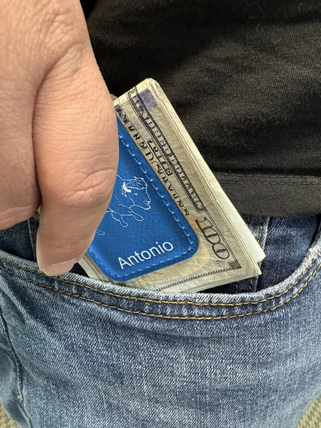 LaserGram Slim Magnetic Money Clip, Princess Crown, Personalized Engraving Included (Dark Blue)