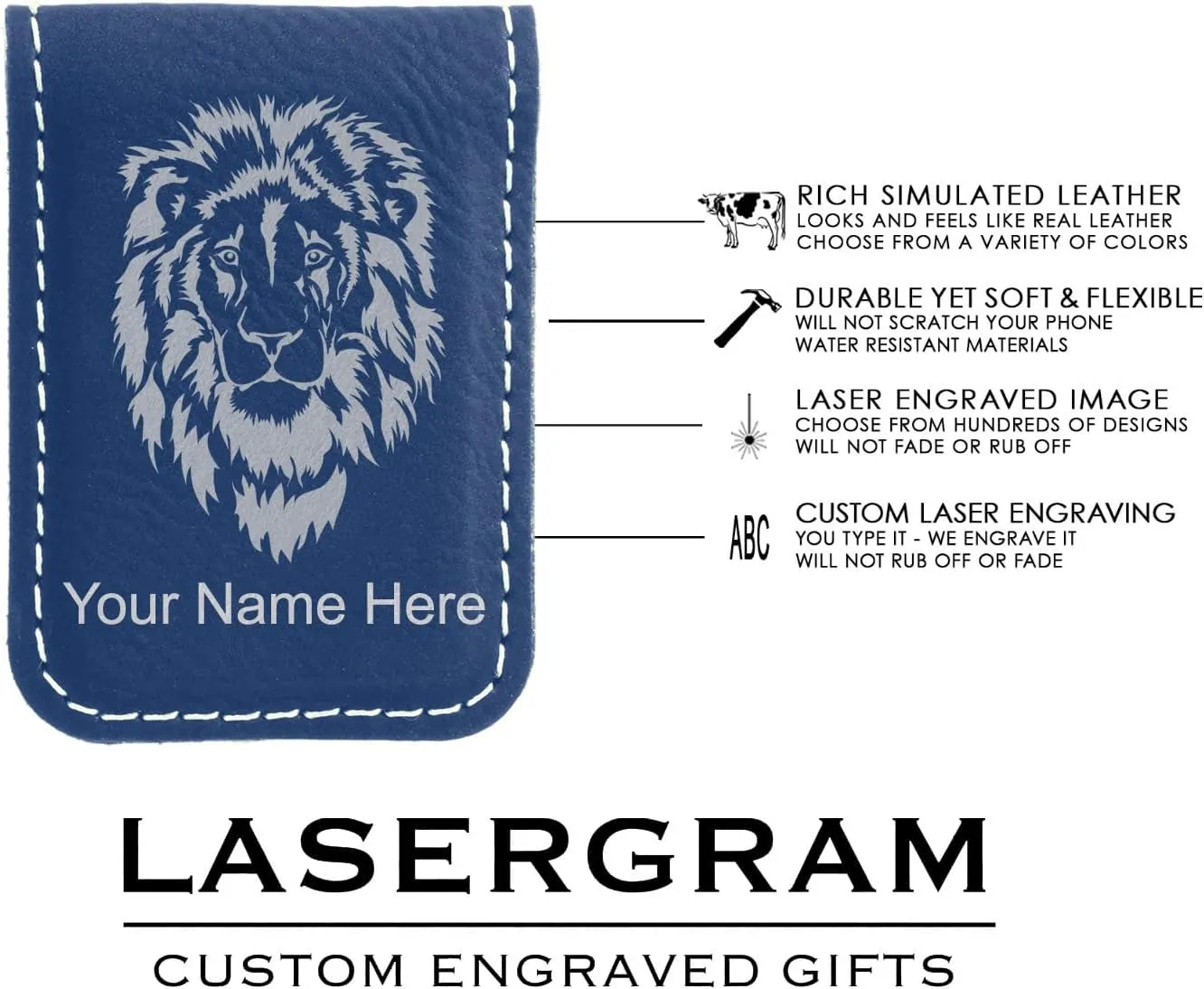 LaserGram Slim Magnetic Money Clip, Princess Crown, Personalized Engraving Included (Dark Blue)