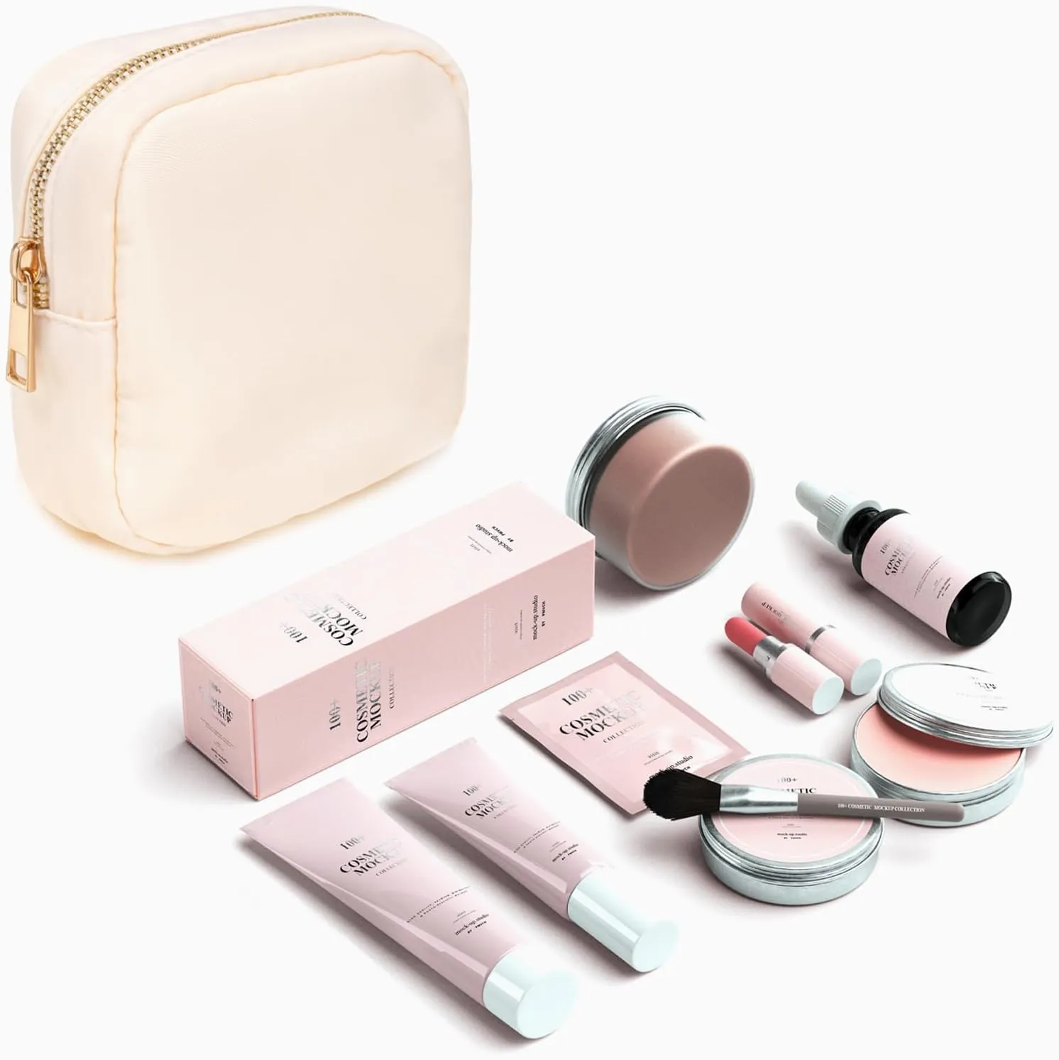 LETGO Nylon Small Makeup Pouch, Travel Size Toiletry Bag, Cute Mini Cosmetic Bag, Zipper Pouches, Coin Purse, Car Accessories (Mini-Beige)