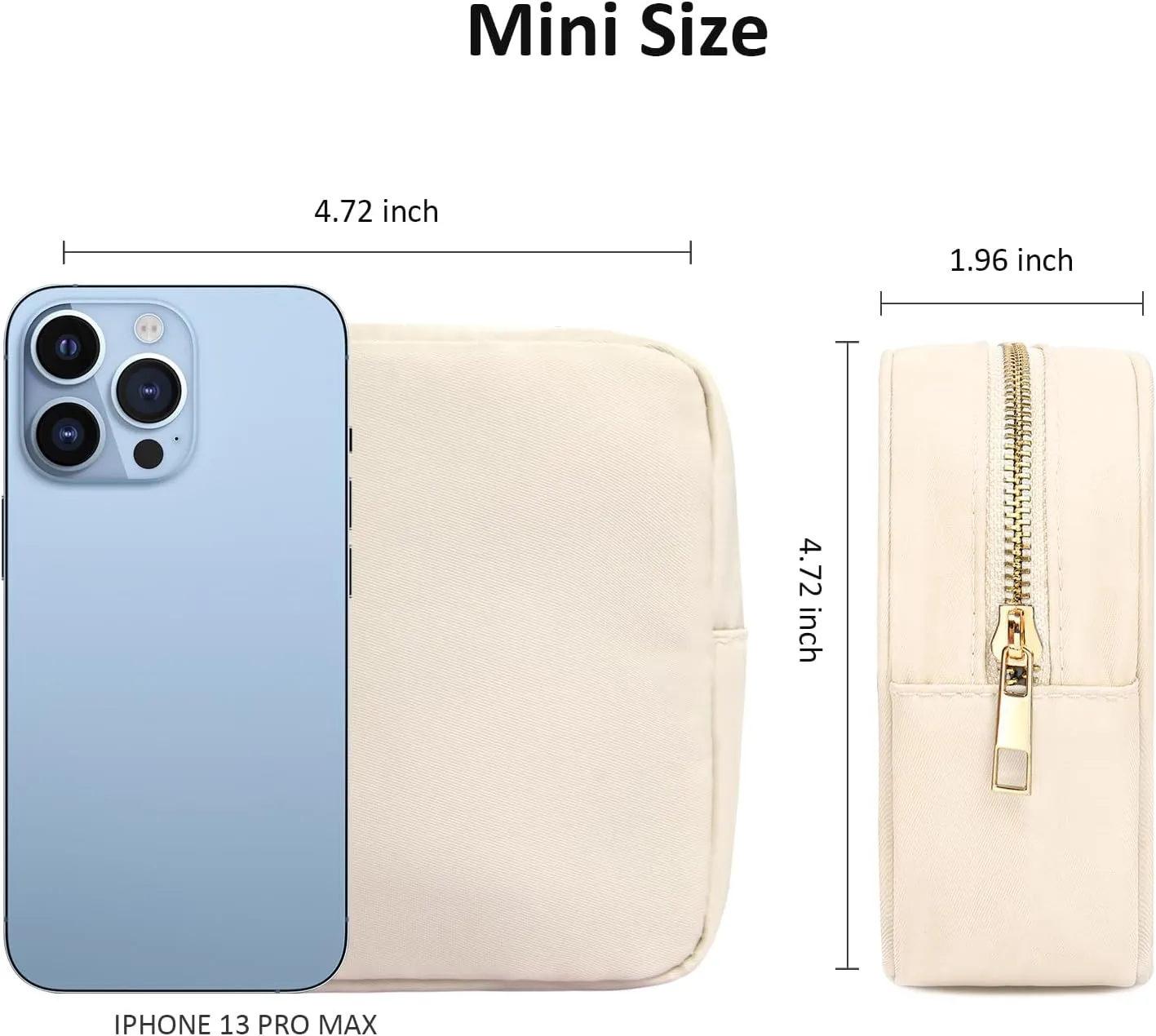 LETGO Nylon Small Makeup Pouch, Travel Size Toiletry Bag, Cute Mini Cosmetic Bag, Zipper Pouches, Coin Purse, Car Accessories (Mini-Beige)