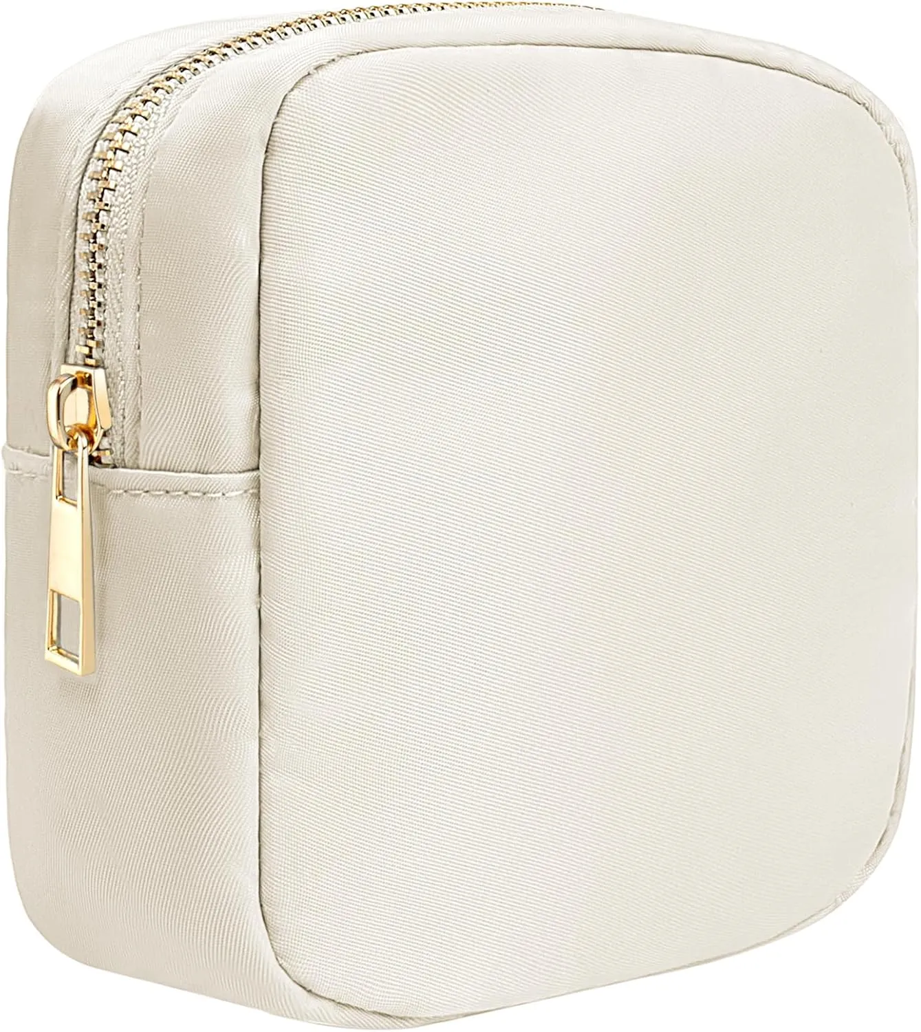 LETGO Nylon Small Makeup Pouch, Travel Size Toiletry Bag, Cute Mini Cosmetic Bag, Zipper Pouches, Coin Purse, Car Accessories (Mini-Beige)