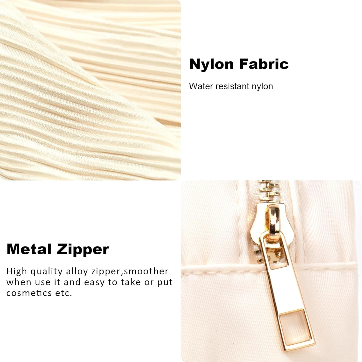 LETGO Nylon Small Makeup Pouch, Travel Size Toiletry Bag, Cute Mini Cosmetic Bag, Zipper Pouches, Coin Purse, Car Accessories (Mini-Beige)
