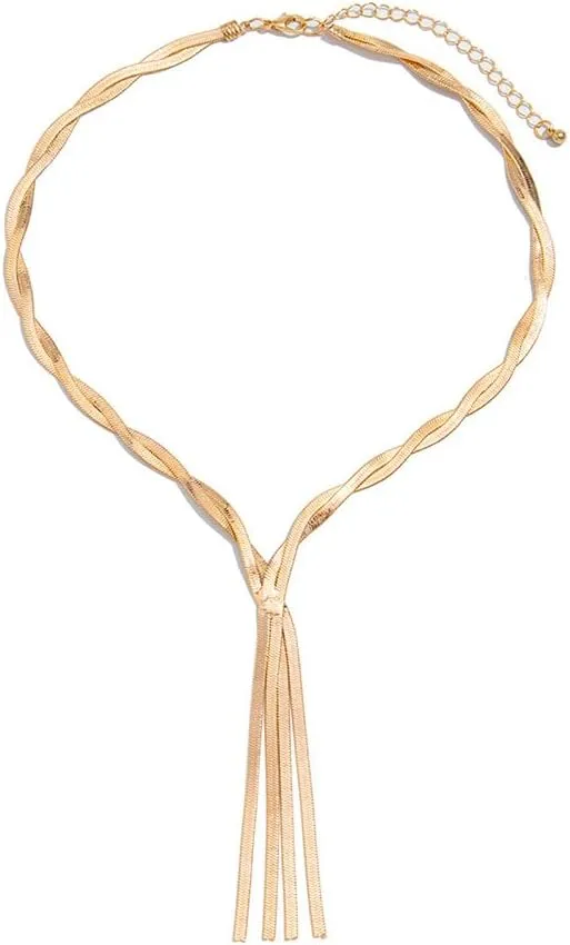 Long Gold Choker Necklace Fashion Snake Chain Drop Choker Accessories Body Chains Y Necklaces for Women Thick Costume Outfit Dress Statement Jewelry