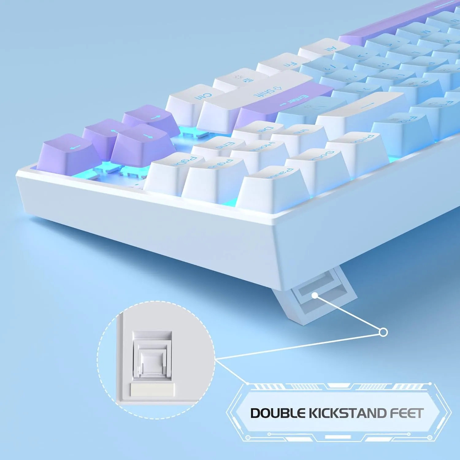 MageGee 75% Mechanical Gaming Keyboard with Blue Switch, LED Blue Backlit, 87 Keys Compact TKL Wired Keyboards for Windows Laptop PC Gamer - Blue/White