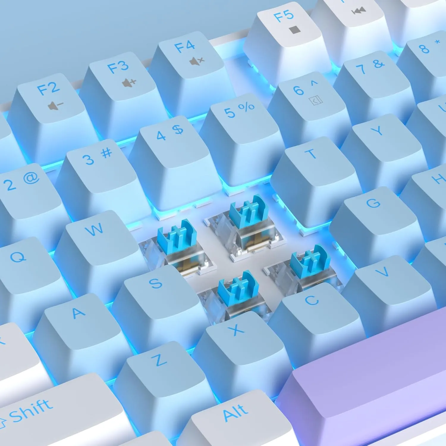 MageGee 75% Mechanical Gaming Keyboard with Blue Switch, LED Blue Backlit, 87 Keys Compact TKL Wired Keyboards for Windows Laptop PC Gamer - Blue/White