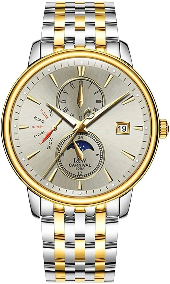 MASTOP Swiss Luxury Men's Watches Gold Stainless Steel Waterproof Automatic Mechanical Watches Luminous
