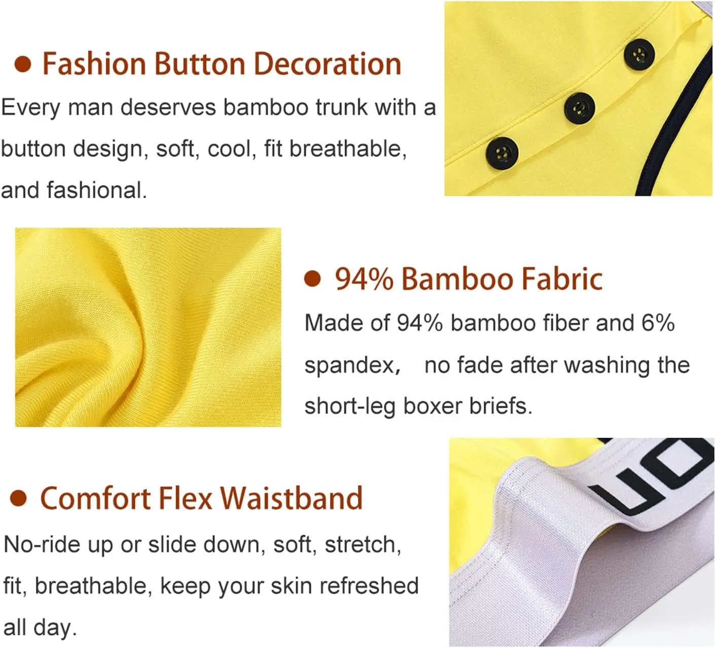Mens Boxer Briefs Underwear with Bulge Ball Pouch Soft Breathable Stretchy Short Leg Trunks Male Underpants