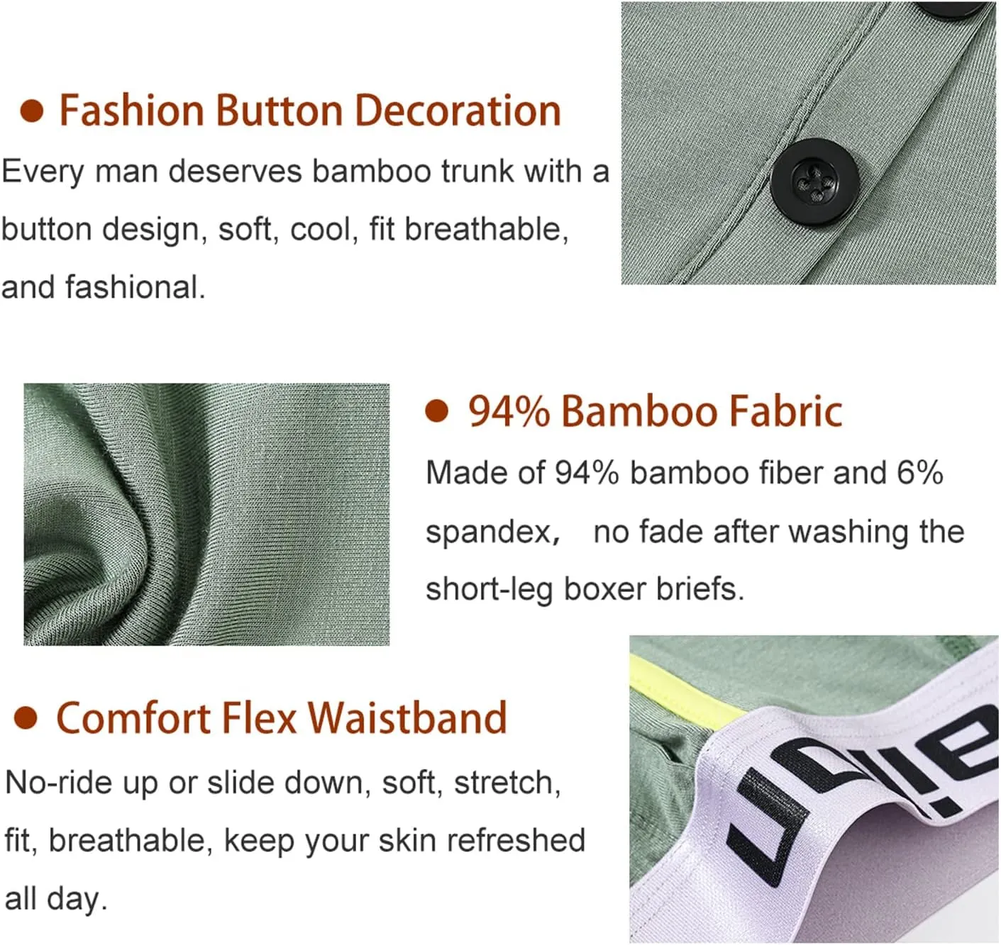 Mens Boxer Briefs Underwear with Bulge Ball Pouch Soft Breathable Stretchy Short Leg Trunks Male Underpants