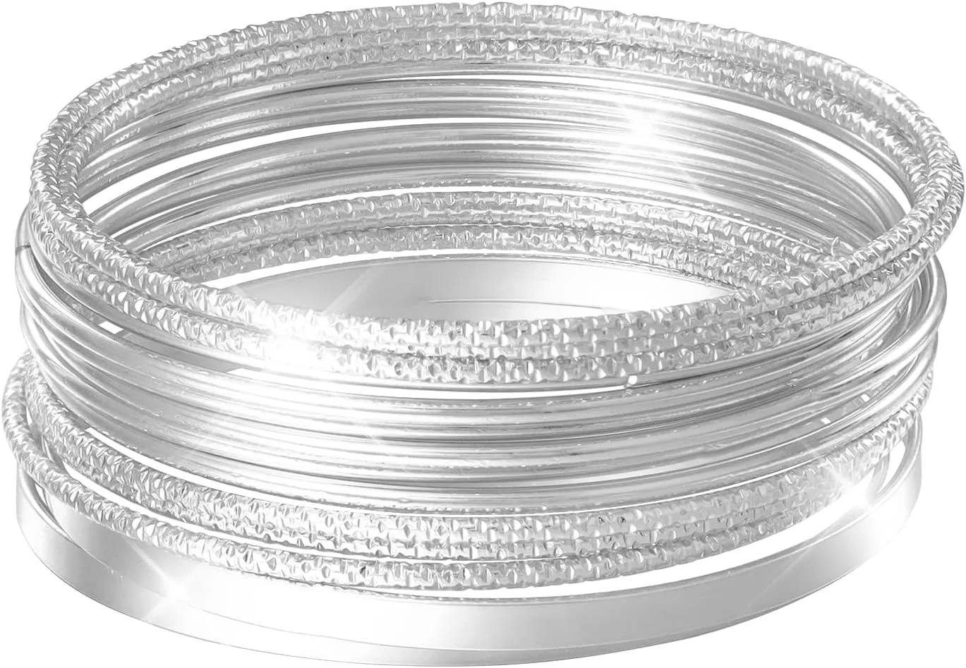 MILAKOO Trendy Layered Stackable Bangle for Women Minimalist Textured Boho Bracelets Trendy Elegance