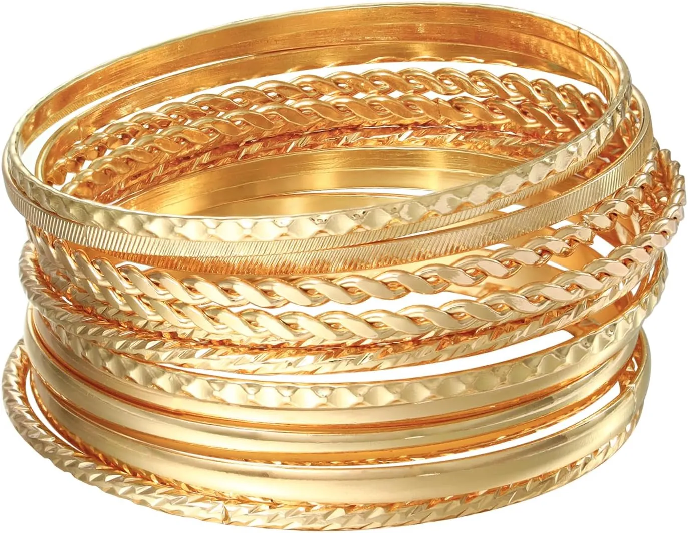MILAKOO Trendy Layered Stackable Bangle for Women Minimalist Textured Boho Bracelets Trendy Elegance
