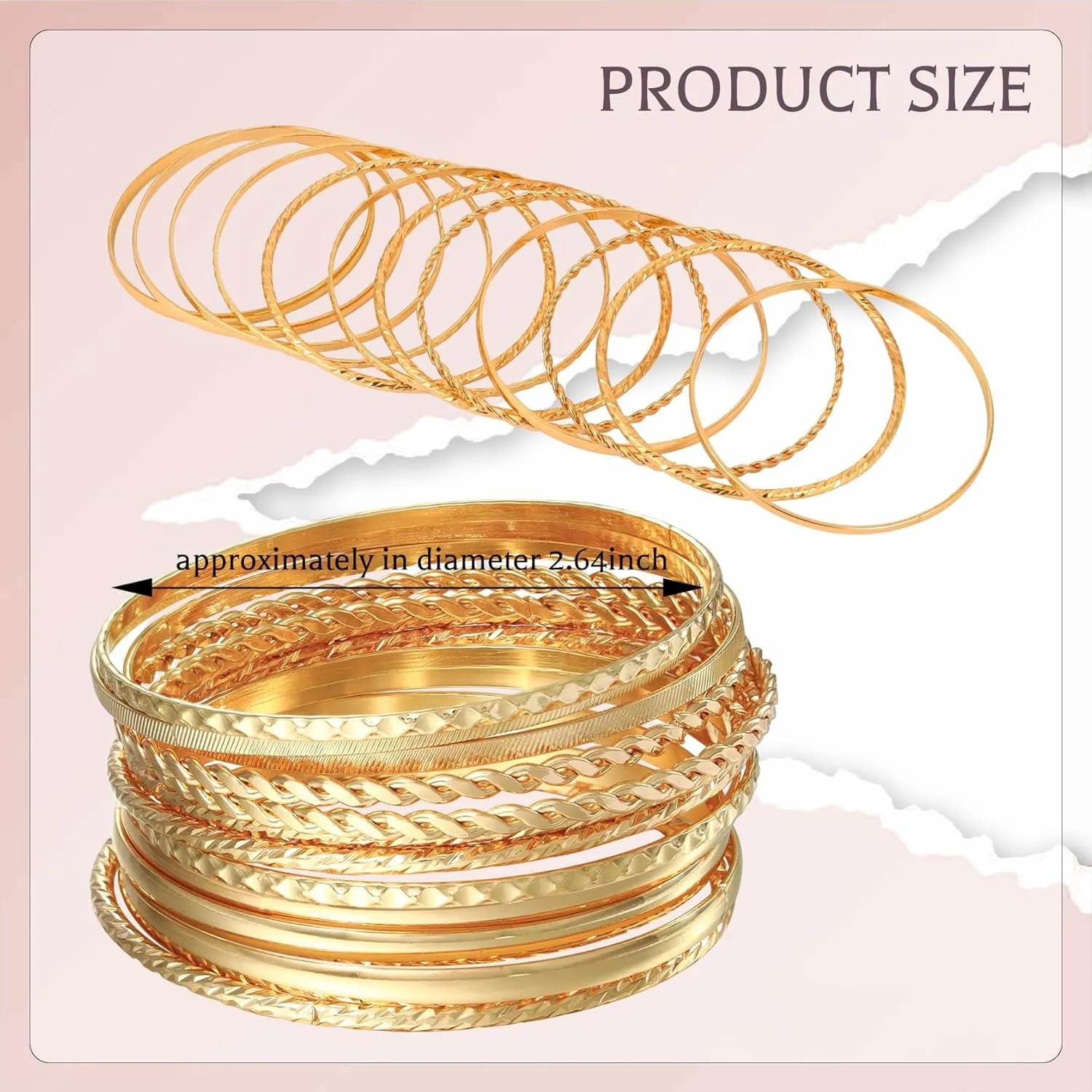 MILAKOO Trendy Layered Stackable Bangle for Women Minimalist Textured Boho Bracelets Trendy Elegance