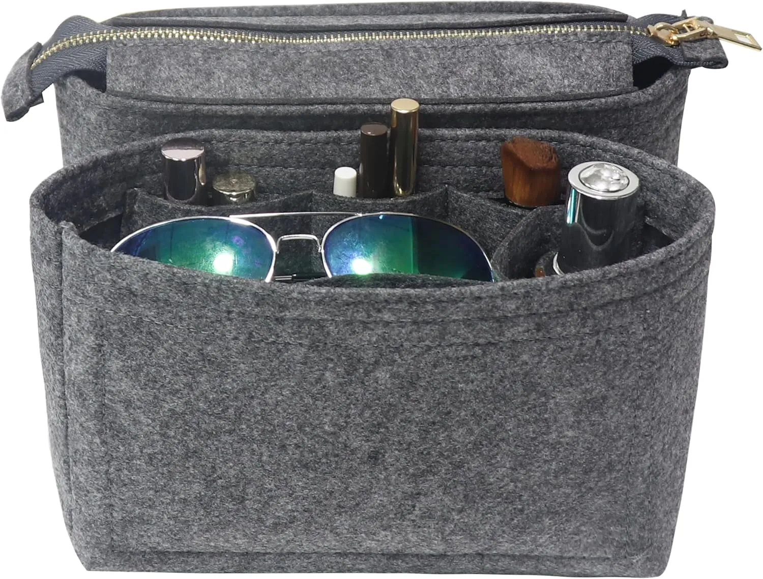 MISIXILE Bag Organizer, Bag Shaper Purse Insert Felt Organizer Fit in NeoNoe No and other Bucket Bags - grey