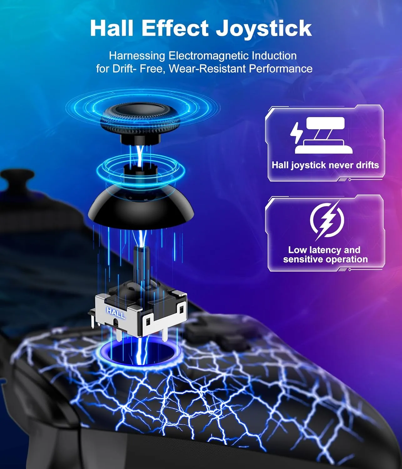 Mobile Game Controller for iPhone 16/15 & Android, Android Phone Gaming Controller with Hall Trigger/Joysticks, Wireless Full-Size Gamepad for Xbox Game Pass, Steam Link, Roblox, Call of Duty