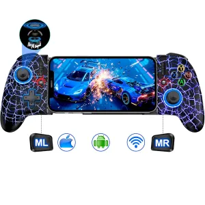 Mobile Game Controller for iPhone 16/15 & Android, Android Phone Gaming Controller with Hall Trigger/Joysticks, Wireless Full-Size Gamepad for Xbox Game Pass, Steam Link, Roblox, Call of Duty