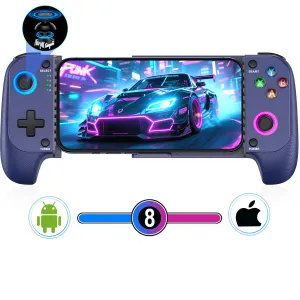 Mobile Game Controller for iPhone/Android, Wireless Phone Controller Support Phone Case, Gaming Controller with Hall Joystick Suitable for Xbox Game Pass, Steam Link, Roblox, Call of Duty & More, Blue