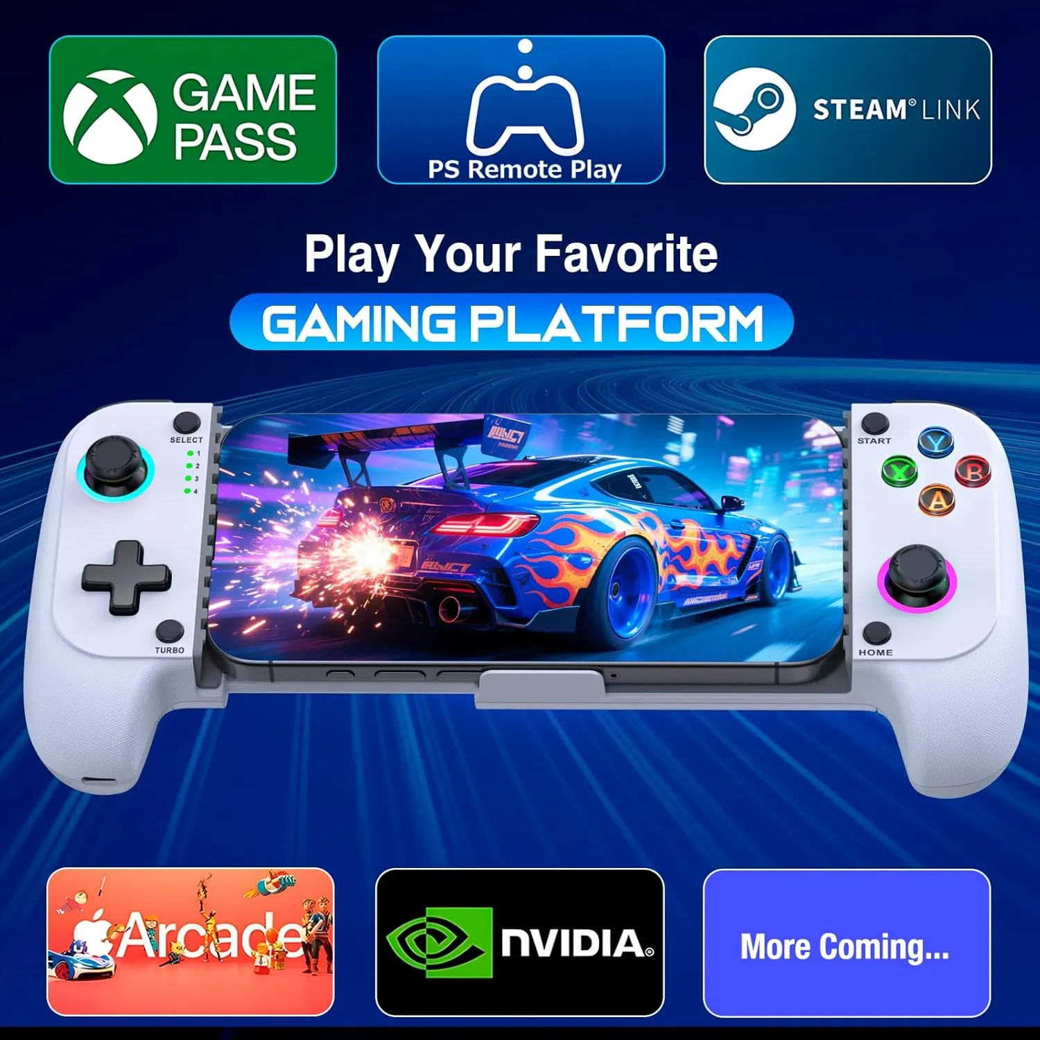 Mobile Game Controller for iPhone/Android, Wireless Phone Controller Support Phone Case, Gaming Controller with Hall Joystick Suitable for Xbox Game Pass, Steam Link, Roblox, Call of Duty & More, White