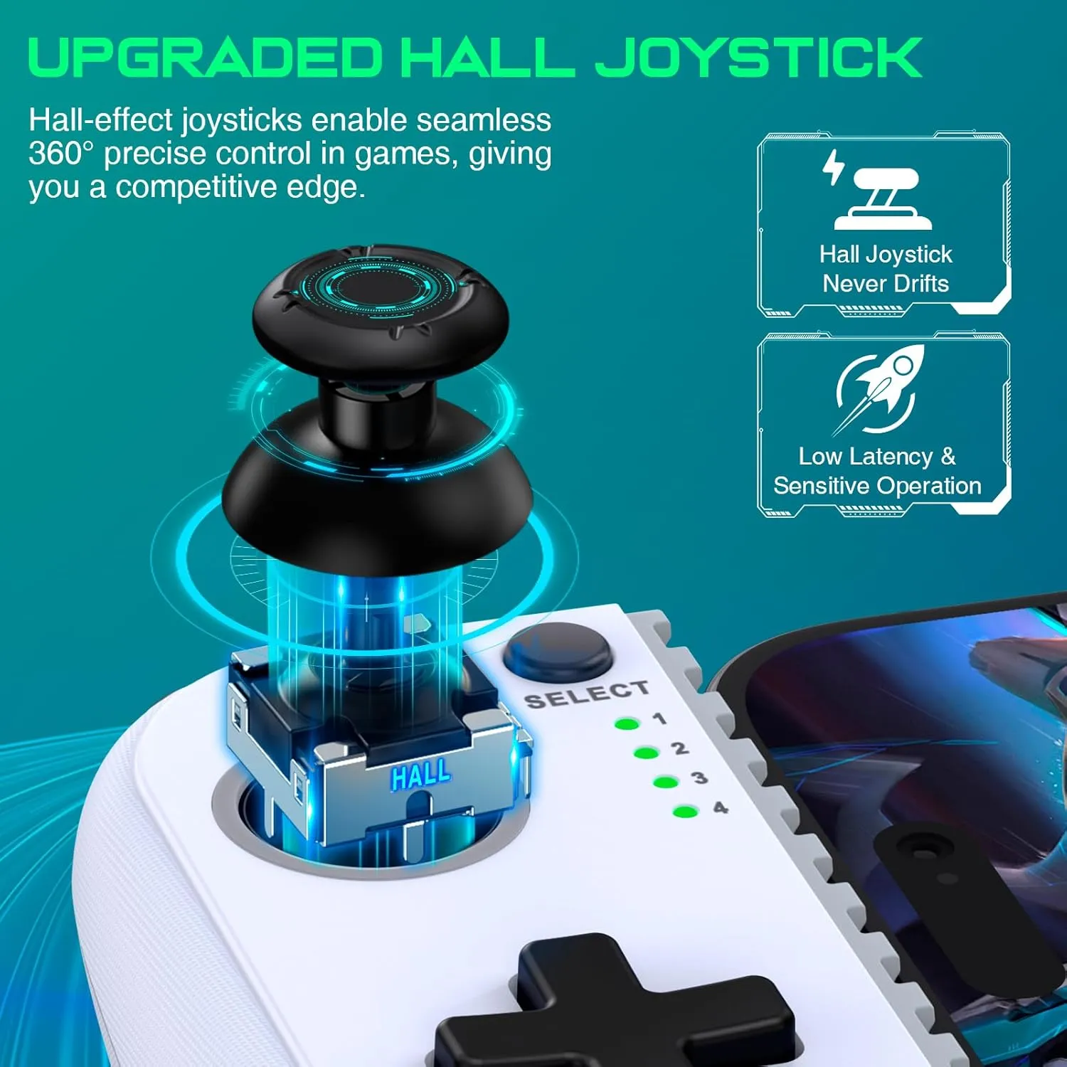 Mobile Gaming Controller for iPhone/Android, Wireless Phone Controller Support Phone Case, Game Controller with Hall Joystick Suitable for Xbox Game Pass, Steam Link, Roblox, Call of Duty & More, Off White