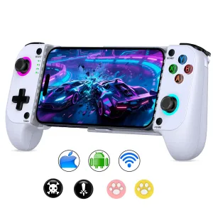Mobile Gaming Controller for iPhone/Android, Wireless Phone Controller Support Phone Case, Game Controller with Hall Joystick Suitable for Xbox Game Pass, Steam Link, Roblox, Call of Duty & More, Off White