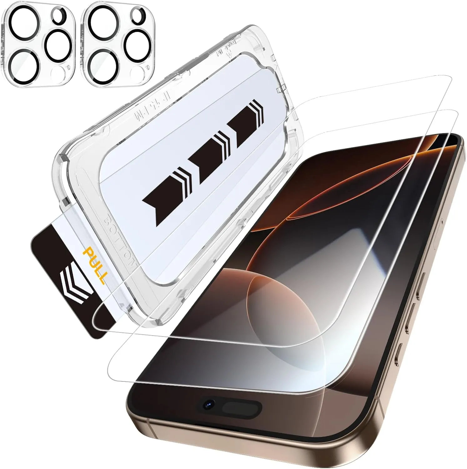 MOHAVE 2 2 Pack for iPhone 16 Pro Max Screen Protector 6.9" with Camera Lens Protector [Auto Alignment/Dust Removal] HD Clear Tempered Glass [Military Grade Shatterproof] Case Friendly