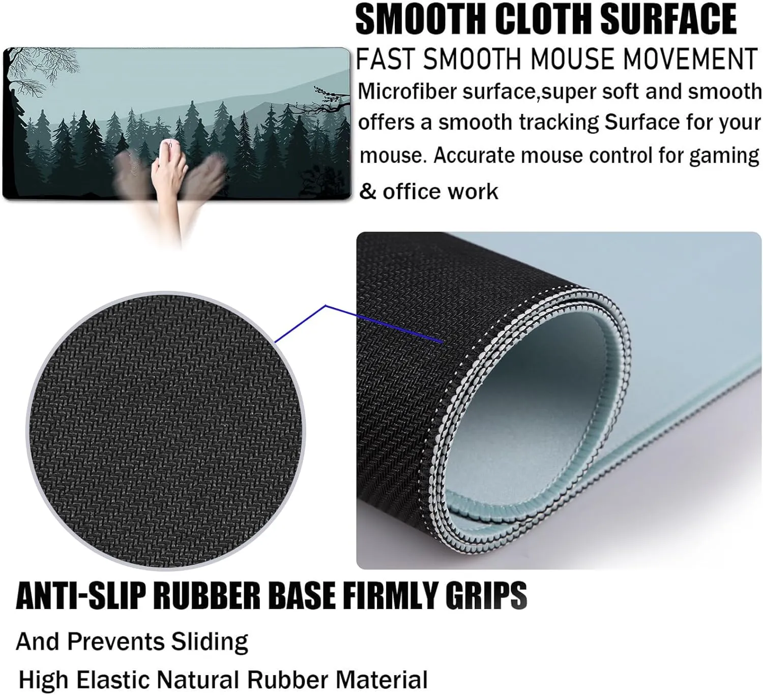 Mouse Pad Forest Background Pattern, Large Mouse Pad for Gamer, (31.5"X15.7") Gaming Mousepad with Nonslip Base, Waterproof Comfy Computer Keyboard Mousepads for Esports Pros/Office/Home