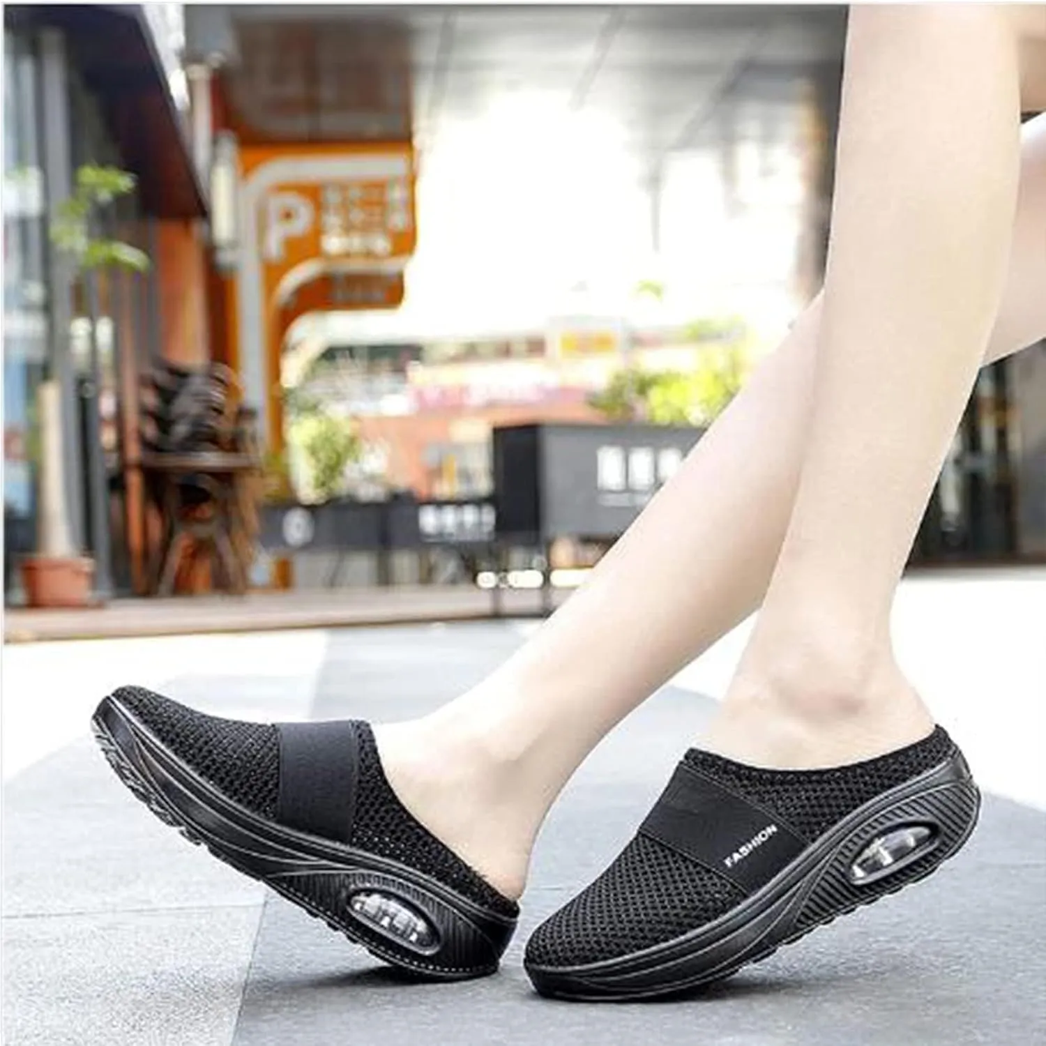 Mules for Women Comfortable Diabetic Air-Cushion Slip On Walking Clogs Shoes Closed Toe Breathable Orthopedic Diabetic Slippers with Arch Support