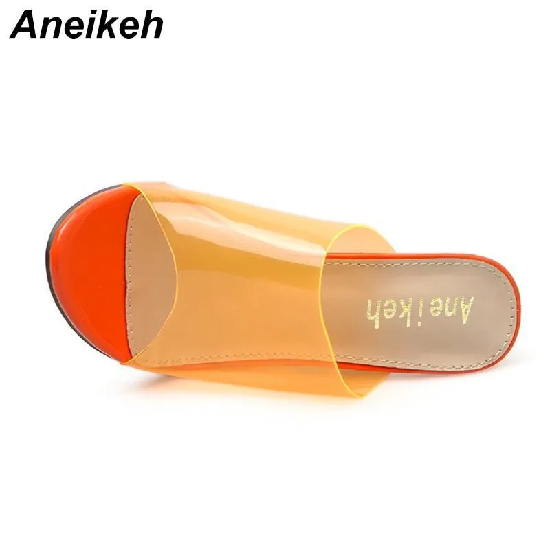 New Women Sandals PVC Jelly Crystal Heel Transparent Women Sexy Clear High Heels  Sandals